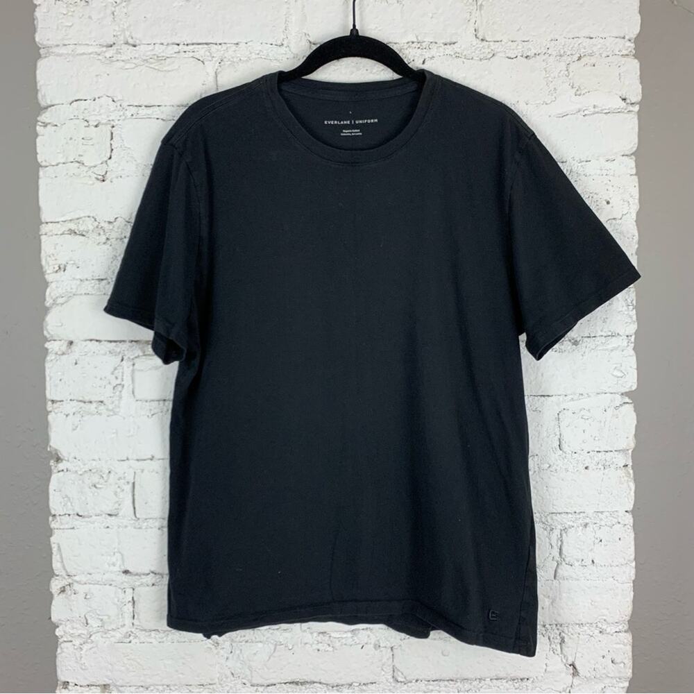 Everlane Uniform Organic Cotton Short Sleeve Crew Neck Tee Shirt Black Large